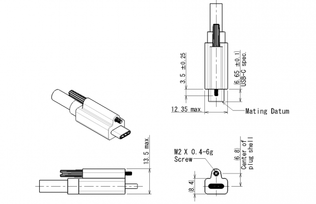 Wenn die Breite nicht vorhanden ist und eine Schraube reicht, wird dieser Stecker verwendet. (Grafik: USB IF)